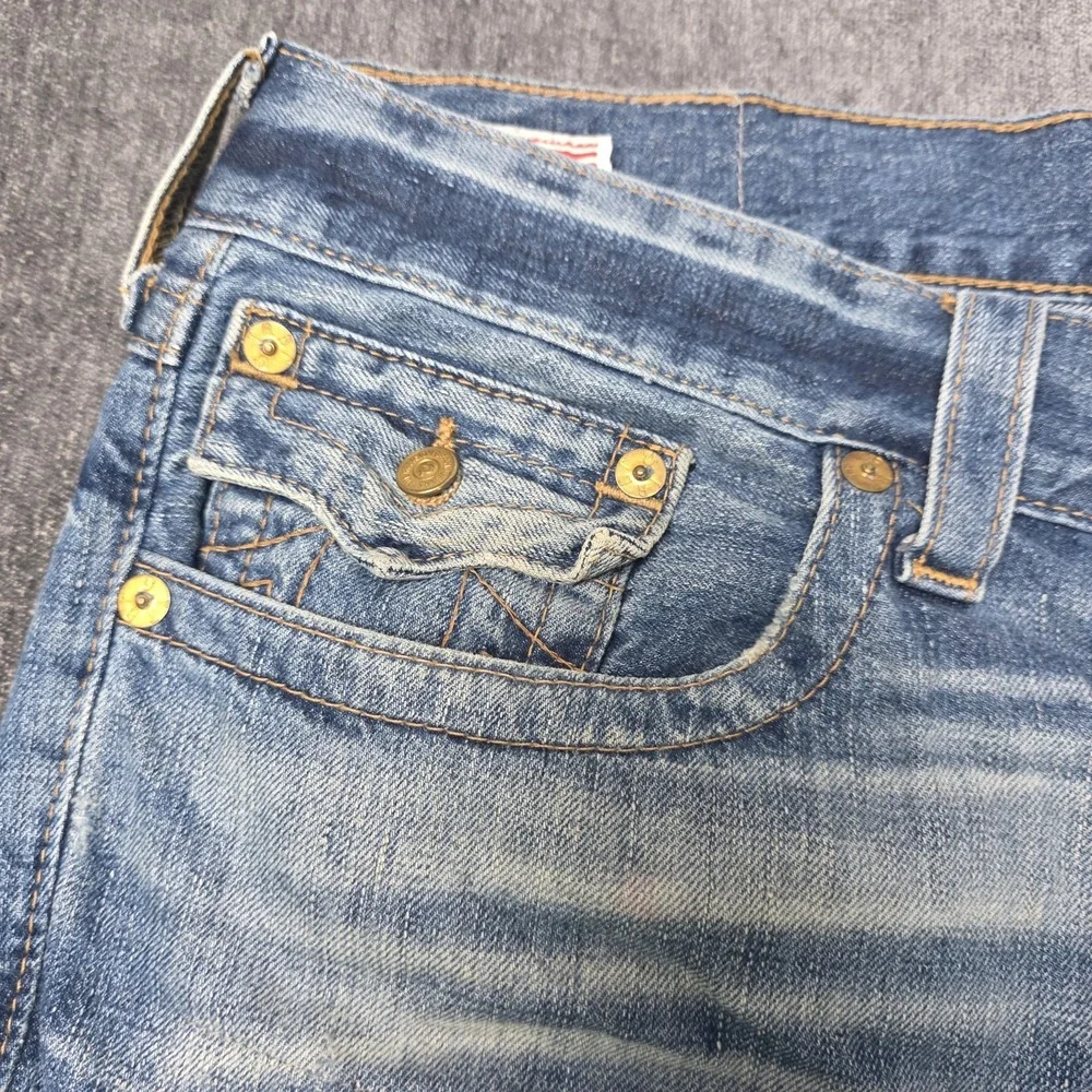 True Religion Jeans Ricky Baggy Flap Pocket Mens 38 Fits 41x35 USA Distressed
